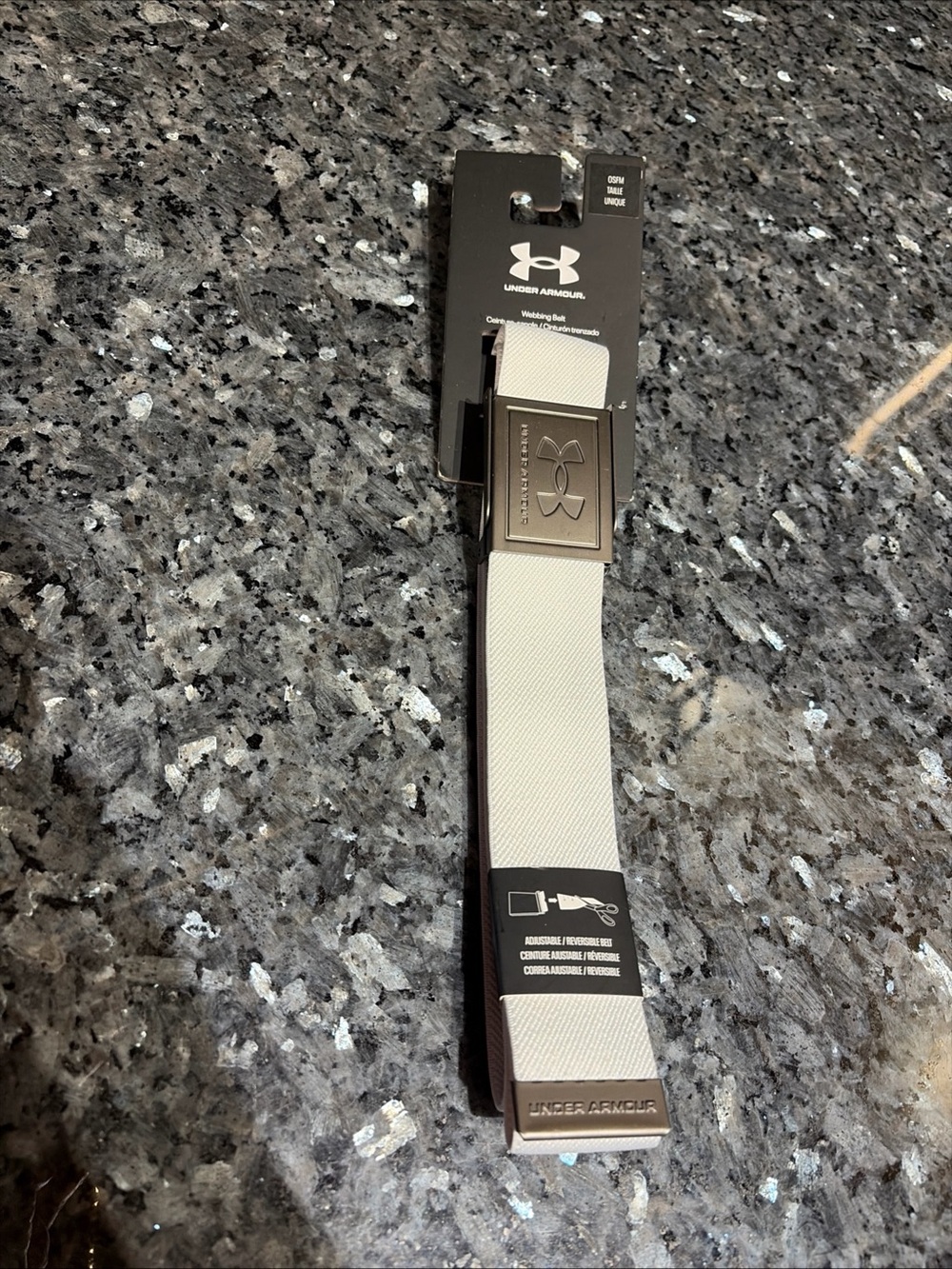 Men's Under Armour OSFM Adjustable Reversible Webbing Golf Belt NEW White